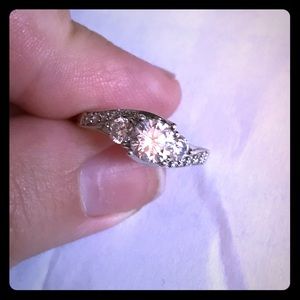 Sterling silver CZ engagement ring